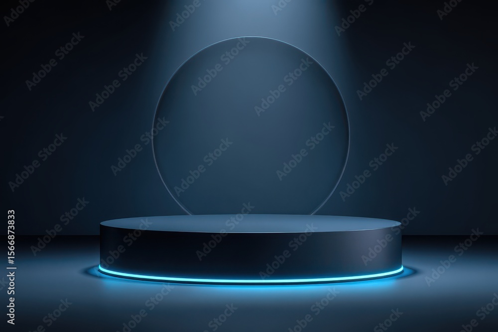 Poster stunning photo of dark blue stage podium 3d background product platform of empty scene presentation 