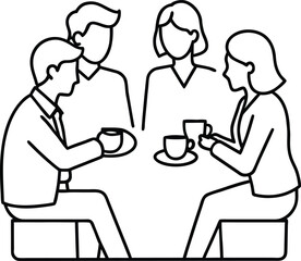 Business team meeting continuous line drawing illustration