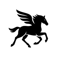 A galloping horse with wings symbolizing speed, freedom, and power