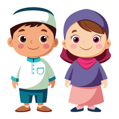 Children in traditional Muslim attire