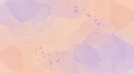 Obraz premium Watercolor wash background in peach and lavender with paint splatter details