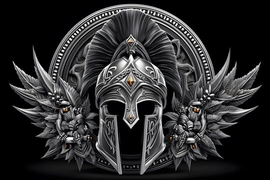 Spartan mask with mythological ornaments high resolution photos