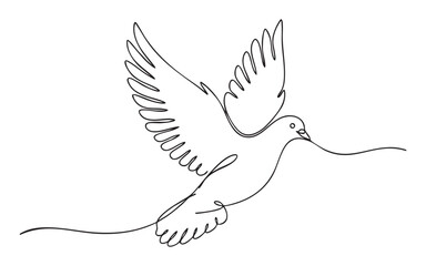 flying dove bird one continuous line drawing vector illustration