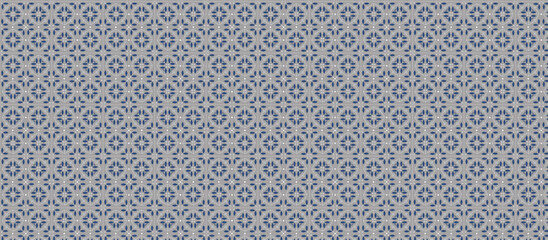 Repeating Grid Pattern of Small Geometric Floral Motifs in Dark Gray and Off-White on Light Gray Background with Visible Grout Lines, Creating a Subtle Tessellation Tile Effect for Decorative Use