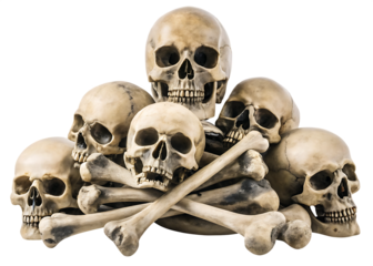 pile of skulls isolated on white background PNG, AI GENERATED