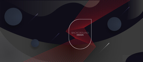 Futuristic Dark Abstract Background with Layered Navy and Gray Shapes, Pixelated Red Lines, and Pale Geometric Accents — Text Frame Highlight for Tech, Art, and Sci-Fi Themes