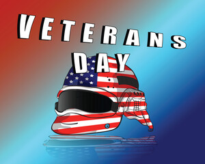 Naklejka premium American helmet celebrating veterans day with usa flag design