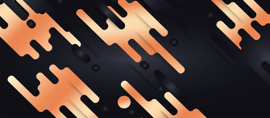 Organic Peach-Beige Gradient Lines and Drip Shapes on Black Background, Abstract Diagonal Flow with Outlined Layers and Circular Accents for Tech, Art, and Editorial Projects