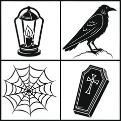 Vintage vector illustration set of birds on a tree branch, perfect for a holiday nature-themed design card or decoration