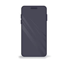 Stylized Vertical Smartphone with Translucent Textured Screen and Diagonal Reflective Streak,  Dark Gray Device with Contrasting Edges and Shadow for Tech, App, and UI Mock-up