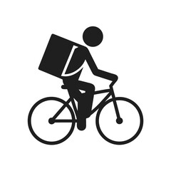 Obraz premium Cyclist with delivery bag icon bicycle courier