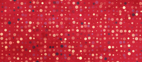Repeating Pattern with Randomly Positioned Circles in Pinkish-Red and Peach Tones on Solid Red Background, Featuring Varying Sizes and Color Variations for a Mottled Textured Abstract Look