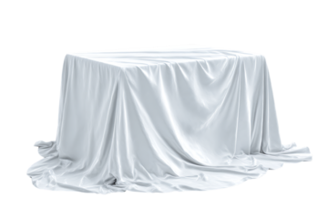 White cloth draped over a box, mystery, anticipation, secret concept.