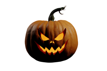 Spooky jack o' lantern on black background