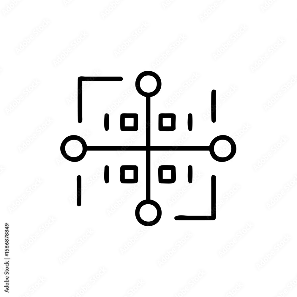 Aufkleber graphic a cross-shaped design with circles squares lines vector
