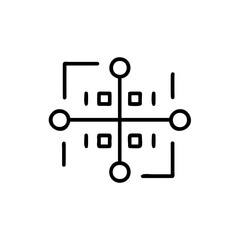 Graphic a cross-shaped design with circles squares lines vector