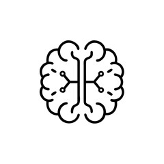 Line art brain with connected circuits on a connection