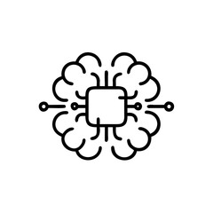 A brain-shaped design with a central square connecting lines graphic outline