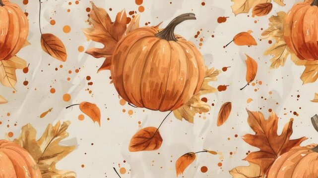 A design featuring pumpkins and fall leaves on a white background, perfect for autumnal or harvest-themed projects