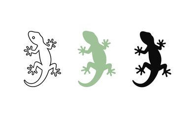 Gecko silhouettes: illustrations of light, green, and dark variations