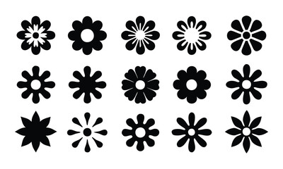 Groovy daisy flowers set. flower silhouette decorative elements. vector illustration