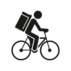 Obraz premium Person riding bicycle with delivery bag rider transportation