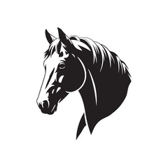 Silhouette art illustration of a horse face in side view
