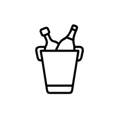 A champagne bucket with two bottles inside on a drink