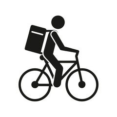 Obraz premium Person riding bicycle with delivery bag vector