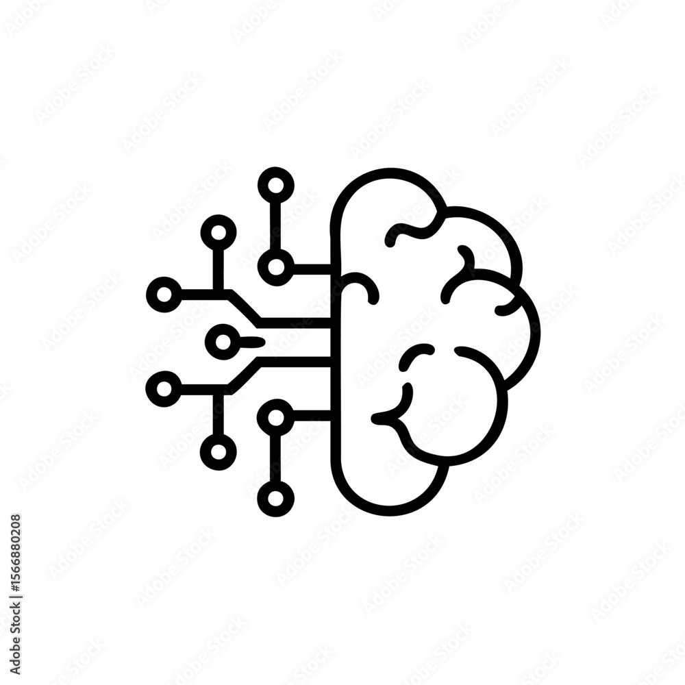 Poster brain with circuit board design on concept artificial intelligence technology