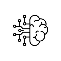 Brain with circuit board design on concept artificial intelligence technology