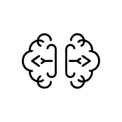 Brain icon with arrows indicating left right directions on vector