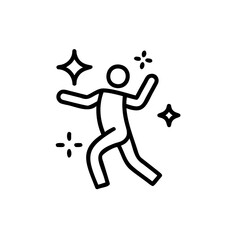Line art a person dancing with starbursts on a figure celebration