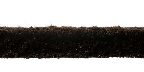 soil banner side view isolated on white background PNG, AI GENERATED