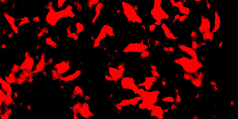 Abstract high-contrast with irregular, organic red shapes scattered across a solid black background. Red blotches resemble lava or molten. Edgy, high-impact visual designs or backgrounds