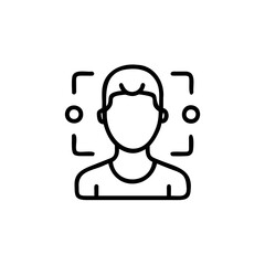 Outline a person with facial recognition brackets circles on face