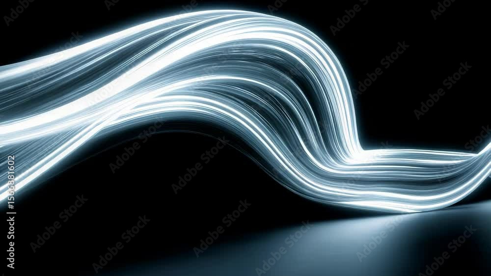 Poster dynamic light trails creating futuristic motion effects in a dark environment