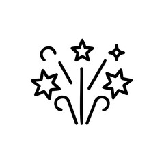 Handdrawn fireworks with stars curved lines on a celebration event