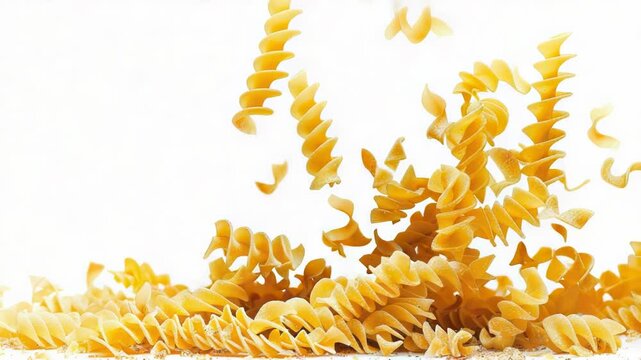 Fresh pasta being flung upwards with a kitchen utensil, ideal for food and culinary photography