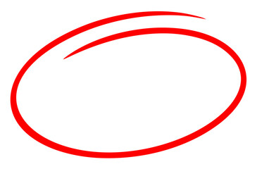 png red circle or oval shape for highlighting on transparent background. hand drawn organic brush stroke for highlighting mistake. exam element. red round ink mark. 