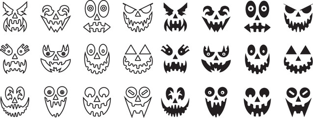 Spooky Pumpkin Carving Face Templates for Halloween
