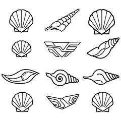 A fantastic assortment of vector shell graphics for use as decorative elements in print and digital media