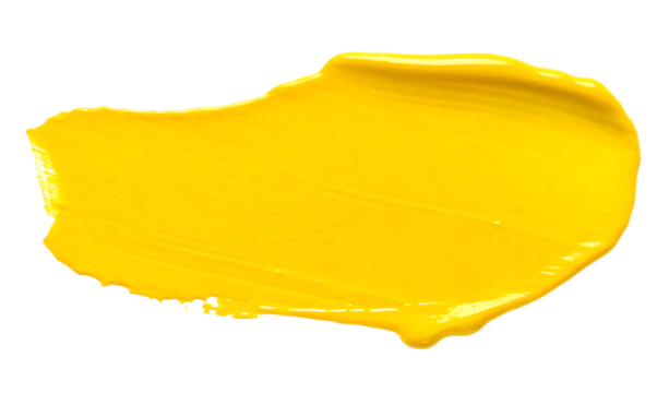  yellow stroke of paint isolated on white background PNG, AI GENERATED