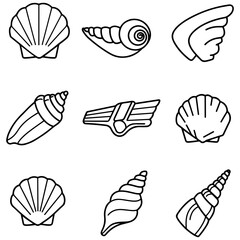 A professional set of seashell specimen graphics for use in textbooks, museum displays, and scientific journals