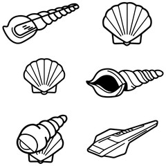 An elegant set of seashell illustrations for creating sophisticated coastal-themed wedding stationery and event decor
