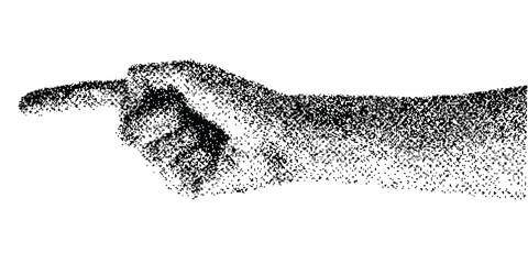  Human hand in halftone texture,  Retro halftone collage elements dotted pop art style. Vector illustration of vintage grunge punk crazy art templates.