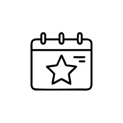 Handdrawn calendar icon with a star symbol on a simple graphic vector