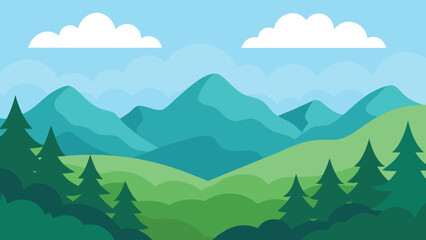 Serene mountain landscape silhouette with rolling hills under a clear sky