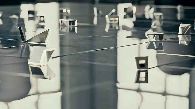 Loop animation of silver shapes moving shifting in endless cycle