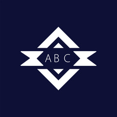 Modern Geometric Logo with ABC Text on Dark Blue Background
